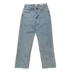 Cotton‎ On USA 8 Straight Leg Cropped Light Wash Women's Denim Jeans Raw Hem